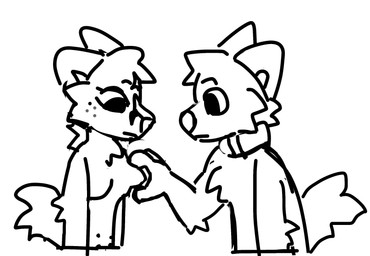 anthro breast_squeeze breasts collar duo female fur male male/female nipple_fetish nipple_pinch nipple_play nude pinch silly simple_background sketchy squeezing standing tail white_body white_fur rookspirit max_(rookspirit) canid canine fox mammal hi_res monochrome trans_(lore) trans_man_(lore) trans_woman_(lore)