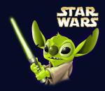 4_fingers black_eyes blue_background claws clothed clothing fingers fur green_body green_claws green_fur green_lightsaber green_nose head_tuft holding_object holding_weapon lightsaber logo melee_weapon notched_ear open_mouth robe simple_background solo tuft weapon yushimura disney lilo_and_stitch star_wars stitch_(lilo_and_stitch) yoda alien experiment_(lilo_and_stitch) 2009 crossover digital_media_(artwork)