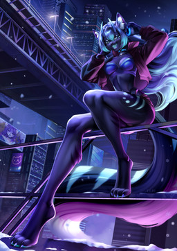 anthro biped breasts butt claws clothed clothed_anthro clothed_female clothing feet female fingers front_view fur hair horn looking_at_viewer night outside panties sitting sky smile solo teeth toes tongue underwear kilbi felid feline mammal 2026 digital_drawing_(artwork) digital_media_(artwork) hi_res