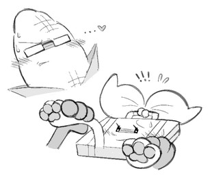 ambiguous_gender blush corn duo feet food foot_fetish hindpaw holding_leg paws plant simple_background white_background clockstops3am conditional_dnp inanimate_insanity object_shows steve_cobs animate_inanimate food_creature greyscale hi_res monochrome