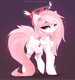 accessory bow_ribbon butt chest_tuft clothing cutie_mark dock_(anatomy) eyebrow_through_hair eyebrows eyelashes featureless_crotch female feral folded_wings furgonomics hair hair_accessory hair_bow hair_ribbon legwear long_hair pink_hair pink_tail raised_tail ribbons ring smile solo tail tail_accessory tail_bow tail_ribbon translucent translucent_hair tuft wings red_tsukini hasbro my_little_pony mythology fan_character equid equine mammal mythological_creature mythological_equine pegasus absurd_res digital_media_(artwork) hi_res