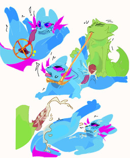 anal anal_penetration animal_genitalia animal_penis anus asphyxiation bdsm blue_body blue_eyes bodily_fluids bondage bound breath_play butt canine_genitalia canine_penis choking cum cum_in_ass cum_inside cum_on_butt cum_on_penis cumshot duo ejaculation erection eyes_closed faceless_character faceless_male feral genital_fluids genital_slit genitals green_body grimace knot leash leash_pull lying male male/male on_back on_front penetration penis pink_sclera questionable_consent rough_sex sex simple_background solo tapering_penis white_background anonymous_artist rain_world videocult rivulet_(rain_world) saint_(rain_world) slugcat hi_res multiple_images