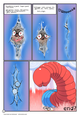 ambiguous_gender anthro blush bodily_fluids brown_body brown_fur candy death dessert digestion eyewear feral food fur glasses gummy_(food) gummy_worm mind_control saliva size_difference text vore kaittycat nintendo pokemon fan_character kotetsu_redwood annelid canid canine food_creature generation_3_pokemon mammal pokemon_(species) worm zigzagoon 2016 absurd_res comic english_text hi_res