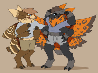 after_transformation anthro clothed clothing duo growth human_to_anthro male midriff multi_arm multi_limb species_transformation standing transformation captaincronus arthropod insect lepidopteran moth 4:3 hi_res