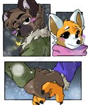 blush hand_holding snow aggretsuko sanrio haida_(aggretsuko) retsuko ailurid hyena mammal red_panda 5:6 comic digital_media_(artwork) hi_res watermark