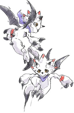 anthro claws flying horn kerchief male multiple_angles neckerchief neckwear simple_background solo tail white_background white_body wings yellow_eyes tartarte_tatin bandai_namco digimon digimon_(species) gammamon absurd_res hi_res