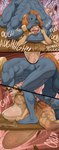 abdominal_bulge anal anal_penetration animal_genitalia anthro big_breasts big_penis bodily_fluids breast_squish breasts chokehold clothing cuff_(restraint) dialogue duo female from_behind_position genitals huge_breasts huge_penetration hyper male male/female male_penetrating muscular nude onomatopoeia open_mouth penetration penis prone_bone_position restraints sex shackles simple_background sound_effects squish sweat text through_table wardrobe_malfunction dreamy_pride dreamy_pride_(character) helia_peppercats domestic_cat equid equine felid feline felis horse mammal absurd_res comic digital_media_(artwork) hi_res sequence