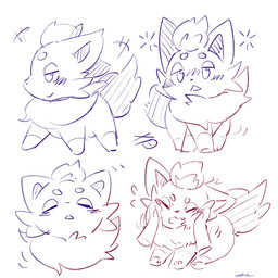 ambiguous_gender caressing_face feral fur simple_background whtink nintendo pokemon canid canine fox generation_5_pokemon mammal pokemon_(species) zorua 1:1 hi_res