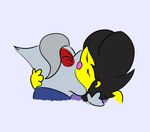 anthro black_hair duo female grey_body grey_hair hair kissing male male/female pink_nose yellow_body kuge phantomarcade_kiss piku_(kuge) caviid guinea_pig mammal rodent hi_res meme