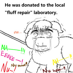 abuse ambiguous_feral ambiguous_gender bodily_fluids color_coded_text crying feral open_mouth scared screaming shaking snot solo standing tears text trembling young young_ambiguous young_feral yellowcottoncandy030 fluffy_pony fluffy_pony_(species) mammal 1:1 2025 comic digital_media_(artwork) english_text hi_res