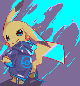 abstract_background ambiguous_gender beady_eyes black_ears blue_clothing blue_ears blue_hoodie blue_tail blue_topwear clothed clothing dipstick_ears ear_markings facial_markings glistening glistening_eyes grey_clothing grey_hoodie grey_topwear head_markings hoodie looking_at_viewer markings mouth_closed multicolored_ears print_clothing print_hoodie print_topwear solo tail three-quarter_view topwear unsigned yellow_body yellow_ears emolga_1 nintendo pokemon generation_1_pokemon pikachu pokemon_(species) digital_media_(artwork) digital_painting_(artwork) full-length_portrait hi_res painting_(artwork) portrait