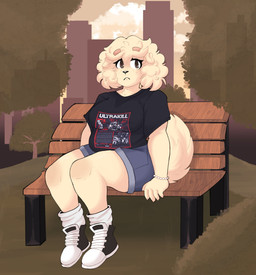 anthro black_nose bottomwear bracelet breasts brown_eyebrows brown_eyes chest_tuft clothed clothing eyebrows eyelashes female fluffy fluffy_tail footwear freckled_face freckles fur glistening glistening_eyes hair jewelry long_eyelashes long_tail pupils shirt shoes short_hair shorts socks solo tail tan_body tan_ears tan_fur tan_hair tan_tail thick_eyebrows topwear tuft skibanana jessica_(skibanana) canid canine canis domestic_dog mammal absurd_res hi_res
