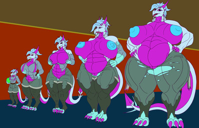 anthro bodily_fluids body_size_growth clothing female growth hyper size_transformation solo stages tears testing torn_clothing transformation whitedragon1204 mythology fristy_(whitedragon1204) dragon mythological_creature mythological_scalie scalie absurd_res hi_res sequence