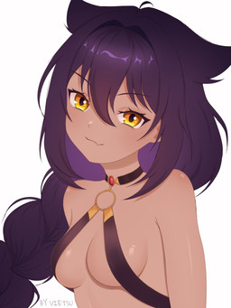 ears_as_hair female hair purple_hair solo vietsu jahy_sama_wa_kujikenai domestic_cat felid feline felis humanoid mammal absurd_res hi_res