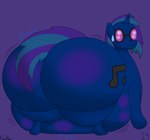 belly belly_blush belly_expansion big_belly big_butt black_eyewear black_glasses blue_body blue_ears blue_hair blue_horn blue_tail blueberry_inflation blush bodily_fluids body_blush butt butt_blush butt_expansion cutie_mark expansion eyewear female feral glasses glorp hair horn huge_belly huge_butt huge_thighs hyper hyper_belly hyper_butt inflation looking_back motion_lines multicolored_hair multicolored_tail onomatopoeia purple_background purple_hair purple_tail rear_view simple_background slosh sloshing_belly sloshing_butt solo sound_effects sweat sweatdrop swelling tail text thick_thighs unicorn_horn worried reathe friendship_is_magic hasbro my_little_pony vinyl_scratch_(mlp) equid equine horse mammal pony 2024 absurd_res colored digital_media_(artwork) hi_res shaded signature