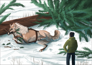 black_border black_lips black_nose border clothed clothing duo fur lips male snow solo_focus tan_body tan_fur oneminutesketch canid canine human mammal 2015 digital_media_(artwork)