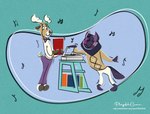 anthro duo duo_focus group male male/male musical_note musical_symbol symbol toony turntable_(record_player) conditional_dnp playdohcoma kib_(character) vignette_(character) deer hyena mammal digital_media_(artwork)