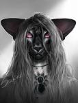 anthro black_nose duo grey_hair hair looking_at_viewer pink_eyes simple_background safiru safi_(safiru) arachnid arthropod balinese_cat domestic_cat felid feline felis mammal mygalomorph oriental_longhair spider tarantula 2019 headshot_portrait portrait restricted_palette signature