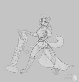 5_fingers anthro backpack biped bodysuit boots bottomwear butt butt_pose clothed clothing coat cosplay costume eyebrows female fingers footwear fully_clothed fur gloves grey_background grin hair hand_on_hip handwear legwear lingerie looking_at_viewer looking_back medic narrowed_eyes open_mouth pose rear_view shoes simple_background skinsuit smile solo standing stockings teeth text tight_clothing tools topwear weapon raubr1tter team_fortress_2 valve valve_corporation medic_(team_fortress_2) canid canine felid feline fox mammal true_fox absurd_res english_text full-length_portrait greyscale hi_res monochrome portrait sketch