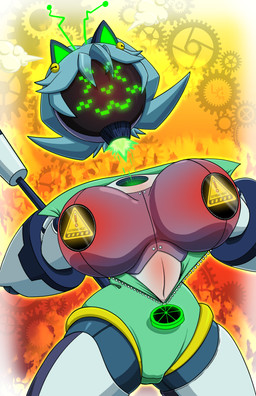 ball_joints bell big_breasts blush bodysuit breasts cable_tail clothed clothing detachable detachable_head female food fruit glowing hair huge_breasts lime machine metal_ear open_clothing open_topwear pixels plant robot_arms robot_joints rocket screen screen_face skinsuit solo thrusters tight_clothing topwear unzipped_bodysuit warning_symbol fuzzycogs keylime_(fuzzycogs) domestic_cat felid feline felis mammal monitor_head robot absurd_res hi_res