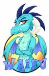2016 absurd_res anthro blue_body blue_scales blush circle dragon female friendship_is_magic hasbro heart_eyes heart_symbol hi_res hobbes_maxwell horn membrane_(anatomy) membranous_wings my_little_pony mythological_creature mythological_scalie mythology nude princess_ember_(mlp) scales scalie solo wings
