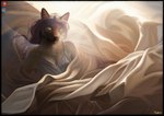 anthro bed_sheet bedding brown_body brown_fur brown_nose clothed clothing detailed_background female fur hair looking_at_viewer lying mature_female multicolored_body multicolored_fur piercing purple_hair solo text white_body white_fur yellow_eyes conditional_dnp ratte legacy_(ratte) eryoma domestic_cat faraden felid feline felis mammal siamese 2024 digital_media_(artwork) english_text painting_(artwork) portrait signature traditional_media_(artwork)