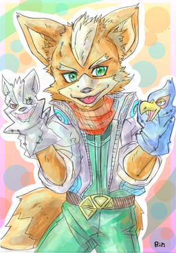 anthro clothed clothing eye_patch eyewear fur green_eyes jacket male orange_body orange_fur puppet solo topwear tuft 瑞輝凛吉 nintendo star_fox star_fox_zero falco_lombardi fox_mccloud wolf_o'donnell avian bird canid canine canis fox mammal wolf painting_(artwork) traditional_media_(artwork) traditional_painting_(artwork) traditional_watercolor_(artwork) watercolor_(artwork)