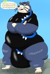 anthro belly big_belly big_bulge buckteeth bulge clothing eyewear glasses huge_belly huge_bulge huge_hips hyper hyper_bulge male solo swimwear teeth text wearing_glasses wide_hips alythewolfcat animal_crossing nintendo lyle_(animal_crossing) mammal mustelid otter english_text hi_res