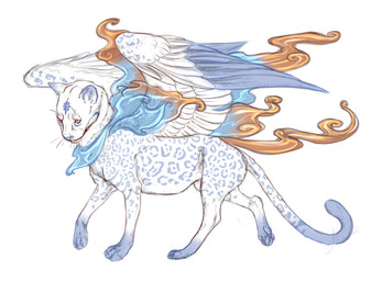 ambiguous_gender feathered_wings feathers feral pale_eyes paws simple_background solo standing tail white_background wings arsauron felid hybrid mammal 2015 digital_media_(artwork)