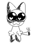 2_frame_animation :3 animated big_eyes black_and_white chromulus domestic_cat drugs felid feline felis fucker_(chromulus) hi_res male mammal marijuana marijuana_blunt monochrome size_difference smaller_male smoking smoking_marijuana