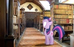 aisle bench book brick crest_(heraldry) day door female feral fur hair hallway happy horn inside library light multicolored_hair photo_background pillar purple_body purple_fur purple_hair shelf shield sky smile solo sunlight symbol two_tone_hair window unknown_artist friendship_is_magic hasbro my_little_pony mythology twilight_sparkle_(mlp) equid equine mammal mythological_creature mythological_equine unicorn mixed_media photography_(artwork)