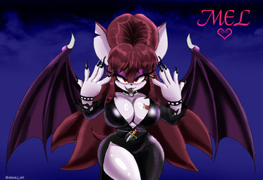 alternative_fashion anthro bat_wings big_breasts black_clothing black_fingernails black_lipstick black_nails breasts brown_hair choker cleavage clothed clothing colored_nails cosplay crossover_cosplay ear_piercing ear_ring eyeshadow female fingernails fur goth hair holidays jewelry lipstick makeup membrane_(anatomy) membranous_wings nails necklace piercing red_eyes ring_piercing solo wide_hips wings steve_jones elvira:_mistress_of_the_dark halloween sega sonic_the_hedgehog_(series) elvira_(mistress_of_the_dark) fan_character mel_the_bat bat mammal 2025 crossover hi_res