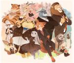 anthro border clothed clothing countershading dessert doughnut female food fur group horn male notched_ear pastry suit white_border にのぬこ disney zootopia benjamin_clawhauser chief_bogo dawn_bellwether finnick_(zootopia) flash_slothmore gazelle_(zootopia) judy_hopps leodore_lionheart nick_wilde tiger_dancer_(zootopia) antelope bovid bovine canid canine cape_buffalo caprine cheetah cricetid domestic_sheep felid feline fennec_fox fox gazelle lagomorph lemming leporid lion mammal pantherine pilosan rabbit red_fox rodent sheep sloth three-toed_sloth tiger true_fox xenarthran hi_res