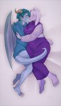 anthro canon_x_oc clothed clothing cuddling duo feet female horn hug male male/female nose_to_nose nuzzling slightly_chubby slightly_chubby_female tail turquoise_hair wide_hipped_female wide_hips wings darkriallet mythology undertale undertale_(series) raxym_(dragon_sinner) toriel boss_monster_(undertale) bovid caprine dragon goat mammal mythological_creature mythological_scalie scalie hi_res