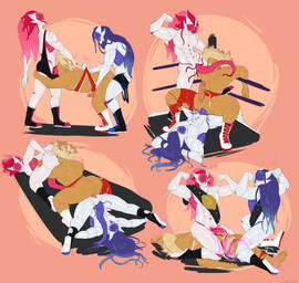 anal clothing cowgirl_position eyeless fellatio fighting_ring flexing from_front_position genitals group group_sex hair long_hair male male/male male_rimming male_rimming_male muscular not_furry on_bottom on_top oral penile penis penis_tentacles rimming rimming_male sex slit_penis spitroast tentacles threesome torn_clothing trio unusual_anatomy unusual_genitalia unusual_penis wrestling_singlet thedivinetemple bylot_twins_(himeros) alien aquatic cnidarian humanoid jellyfish medusozoan absurd_res hi_res sketch sibling_(lore) twins_(lore)