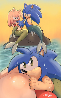 alternate_form alternate_species anthro belly big_nose black_nose blue_body blue_fur blue_quills bra breastfeeding breasts closed_smile clothed clothed_female clothing countershade_face countershading female fin fingers fish_tail fur gills green_eyes green_tail group hair iris legless looking_into_eyes male mermaid_tail mermaidification mouth_closed on_rock pink_body pink_fur pink_hair pink_quills pupils quill_hair quills_(anatomy) red_bra red_clothing red_underwear rock sea sitting sitting_on_rock smile snout sonamy split_form tail tail_fin tan_arms tan_belly tan_hands tan_inner_ear tan_mouth the_end trio underwear water arantarisu_yamu sega sonic_the_hedgehog_(series) amy_rose fan_character sonic_the_hedgehog eulipotyphlan hedgehog mammal marine merfolk 2026 5:8 comic hi_res father_(lore) father_and_child_(lore) father_and_son_(lore) mother_(lore) mother_and_child_(lore) mother_and_father_(lore) mother_and_son_(lore) parent_(lore) parent_and_child_(lore) parent_and_son_(lore) son_(lore)