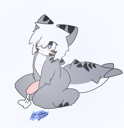 anthro bodily_fluids chibi cum erection genital_fluids genitals male penis solo colin_slenced changed_(video_game) tiger_shark_(changed) fish marine requiem_shark shark tiger_shark hi_res tagme