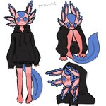 anthro blush bottomwear clothed clothing hoodie male pink_body shorts shy solo topwear pppkkki epic_games fortnite axo_(fortnite) amphibian axolotl humanoid marine mole_salamander salamander 1:1 hi_res