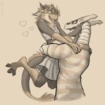 anthro bear_hug blush bottomwear clothed clothing duo femboy heart_symbol hug lifting_partner male male/male open_mouth size_difference skirt smile tail kapri lu_(notthatlucy) orange_(0r4nger) nardoragon synth_(vader-san) 1:1 hi_res