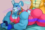 2024 5_fingers abs anthro bear biceps big_butt blue_body blue_fur bubble_butt buckteeth butt cafeaubandage cellphone clothing dialogue digital_drawing_(artwork) digital_media_(artwork) duo ear_piercing ear_ring electronics english_text fingerless_gloves fingers five_nights_at_freddy's five_nights_at_freddy's:_security_breach fluffy fluffy_tail fur genitals glamrock_bonnie_(fnaf) glamrock_freddy gloves handwear headphones headphones_around_neck hot_dogging huge_butt huge_thighs jumpsuit lagomorph leporid male male/male mammal multicolored_body multicolored_fur muscular muscular_anthro muscular_male navel nude orange_body orange_fur pecs penis phone piercing rabbit ring_piercing scottgames sex short_tail simple_background smartphone smile steel_wool_studios tail tan_body tan_fur teeth text thick_thighs two_tone_body two_tone_fur whiskers wide_hips