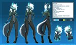 anthro clothing female flat_chested front_view fur glowing glowing_body glowing_fur glowing_hair glowing_markings glowing_tongue hair looking_at_viewer markings military_uniform pose rear_view super_soldier teasing text tongue uniform erdfurry nexus_(hunterx90) arctic_fox canid canine fox mammal true_fox absurd_res english_text hi_res model_sheet url