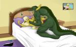 alligator alligatorid anthro bed bedding big_breasts bikini blonde_hair blush breasts butt canid canine canis clothing crocodilian digital_media_(artwork) domestic_dog dorsal_ridge duo erection female female_penetrated floppy_ears franchesca_(greycatr) fur furniture genitals green_body green_scales greycat_rademenes hair happy happy_sex interspecies legs_up looking_pleasured lying male male/female male_penetrating male_penetrating_female mammal mature_anthro mature_female muscular muscular_male nipples nude on_back on_bed open_mouth penetration penis pillow poodle pussy reptile rod_garth scales scalie sex smile speedo swimwear tail tail_tuft tongue tongue_out tuft vaginal yellow_body yellow_fur