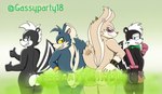 anthro big_butt black_body blue_body blue_fur bubble_butt butt butt_focus clothing fart fart_cloud fart_fetish farting_at_viewer fur gesture gloves green_kerchief hand_gesture handwear kerchief looking_at_viewer male_farting markings nude nude_male red_eyes skunk_spray smile smiling_at_viewer striped_body striped_head striped_markings striped_tail stripes tail tail_markings tan_body tan_fur thick_thighs thumbs_up white_body white_fur yellow_sclera supersonicparty18 archie_comics idw_publishing sega sonic_the_hedgehog_(archie) sonic_the_hedgehog_(comics) sonic_the_hedgehog_(idw) sonic_the_hedgehog_(series) fan_character geoffrey_st._john rough_the_skunk simon_(supersonicparty18) tumble_the_skunk mammal mephitid skunk hi_res
