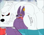 abdominal_bulge anal anthro bodily_fluids cum cum_in_ass cum_inside duo genital_fluids male male/male open_mouth red_eyes conditional_dnp notkastar dragon_ball dragon_ball_super dragon_ball_z alexander_talbain beerus canid canine canis felid feline mammal wolf 5:4 animated frame_by_frame short_playtime