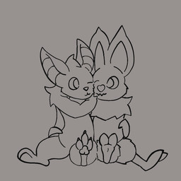 2_toes 3_toes duo feet feral foot_focus hug male male/male neck_tuft pawpads semi-anthro toes tuft moonbat nintendo pokemon bat flying_fox generation_6_pokemon mammal megabat noibat pokemon_(species) 1:1 monochrome