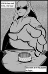 5_fingers clothing dialogue fingers hair human_to_anthro long_hair male reaching ring_(jewelry) robe solo species_transformation speech_bubble text transformation ileomaru maru_(ileomaru) humanoid absurd_res black_and_white english_text hi_res monochrome