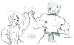 anthro biceps clothing duo eye_contact fist_bump gesture looking_at_another male muscular muscular_anthro muscular_male overalls past_meets_present pecs smile smirk square_crossover star_symbol tail thick_tail dalemdaury622 nintendo pokemon eddie_(daviddarient203) dewott generation_5_pokemon pokemon_(species) 2020 watermark