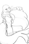 anthro anthro_pred belly big_belly big_breasts big_hands breasts clothed clothing female female_pred fully_inside half-closed_eyes hand_on_belly hand_on_own_belly high-angle_view huge_belly jacket licking licking_lips looking_back narrowed_eyes open_clothing open_jacket open_topwear sitting smile smug solo tongue tongue_out topwear vore whiskers durg_(artist) mammal marine pinniped seal absurd_res digital_media_(artwork) hi_res monochrome