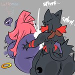 1:1 anthro balls belly big_balls big_breasts black_body blush bodily_fluids breasts butt cum cum_overflow duo eira_(thebunallies) female generation_4_pokemon generation_7_pokemon genital_fluids genitals hair hi_res lattemon litten male male/female nintendo penetration pokemon pokemon_(species) red_eyes red_hair ring sex simple_background tail weavile white_background