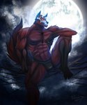 abs anthro barazoku biceps bone fur hair male mask muscular muscular_anthro muscular_male pecs skull skull_head skull_mask solo kemonohenry canid canine canis demon mammal wolf hi_res